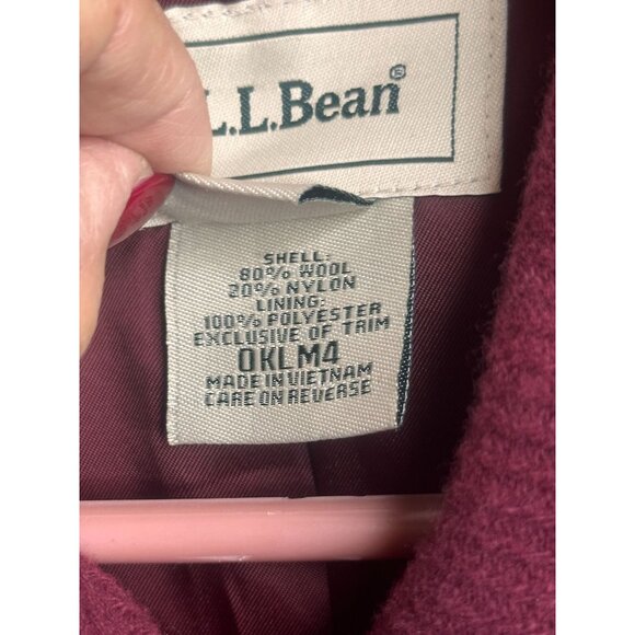 L.L.Bean Womens Burgundy Double-Breasted Wool Blend Peacoat Button Front Size SP - Picture 7 of 9